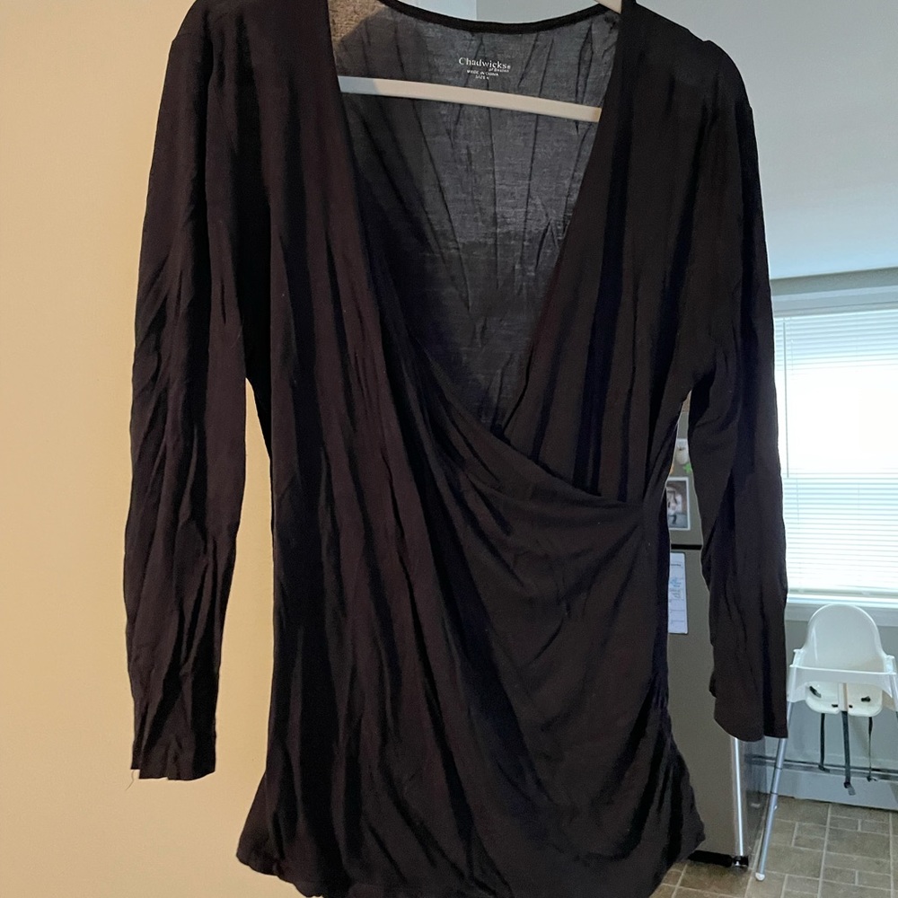 Black faux wrap top
